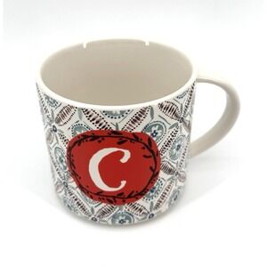 Anthropologie Jo Stoneware Mug Cup Monogram Letter C  Tea Coffee Boho Vibes